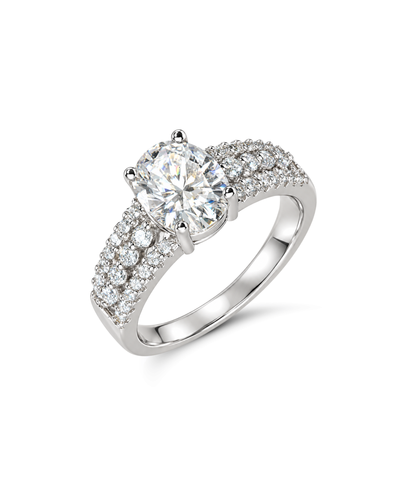 Серебряное кольцо с муассанитами 2ct