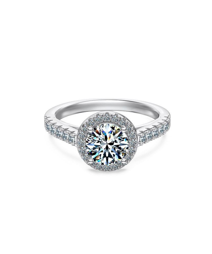 Hõbedast sõrmus moissaniitidega 1.2ct