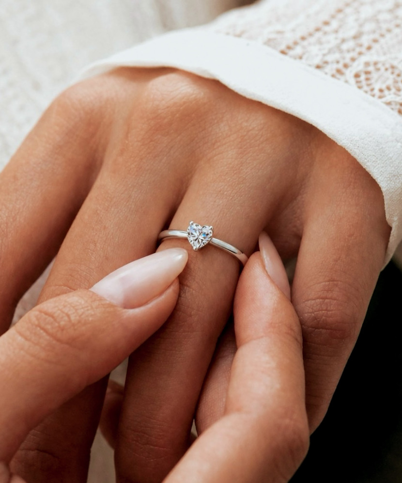Серебряное кольцо с муассанитом «Сердечко» 0.5ct