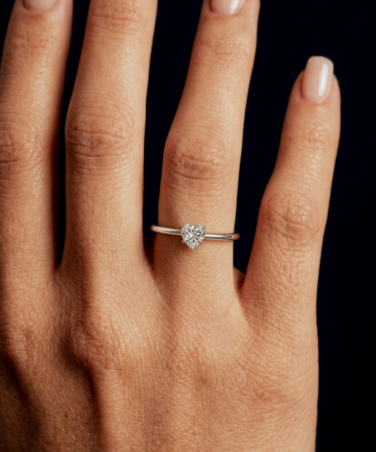 Серебряное кольцо с муассанитом «Сердечко» 0.8ct