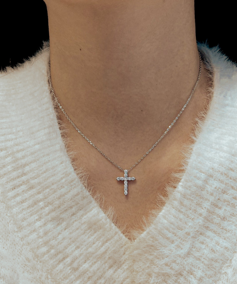 Серебряная цепочка с подвеской из муассанита 0.44ct