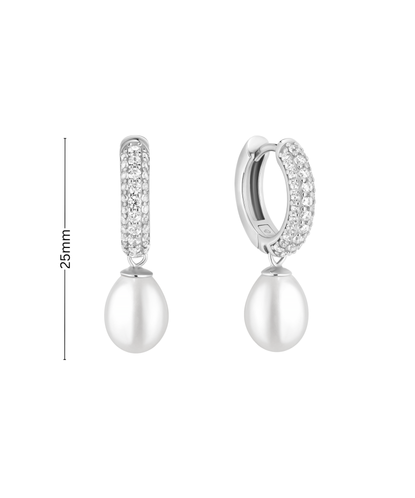 Серьги из серебра с жемчугом и цирконами