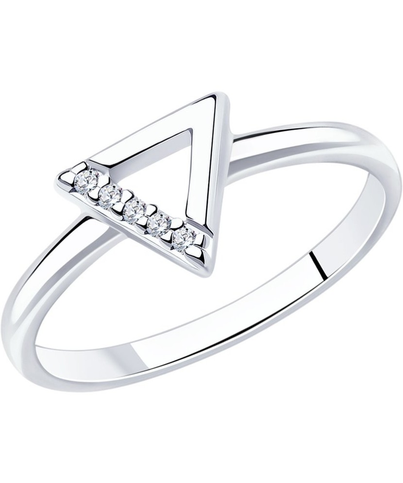 Sidabrinis žiedas su cirkoniais "Trikampis" - Sidabriniai žiedai - Goldinga