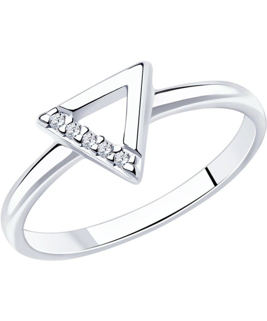 Sidabrinis žiedas su cirkoniais "Trikampis" - Sidabriniai žiedai - Goldinga