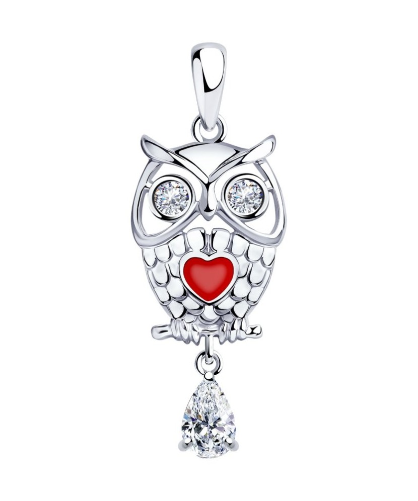 Sidabrinis pakabukas su emale ir cirkoniais "Pelėda" Goldinga S94032440