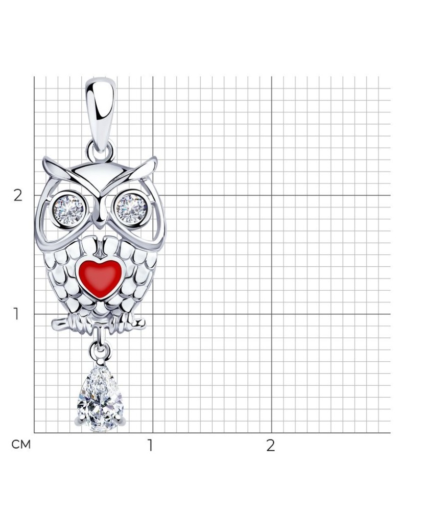 Sidabrinis pakabukas su emale ir cirkoniais "Pelėda" Goldinga S94032440