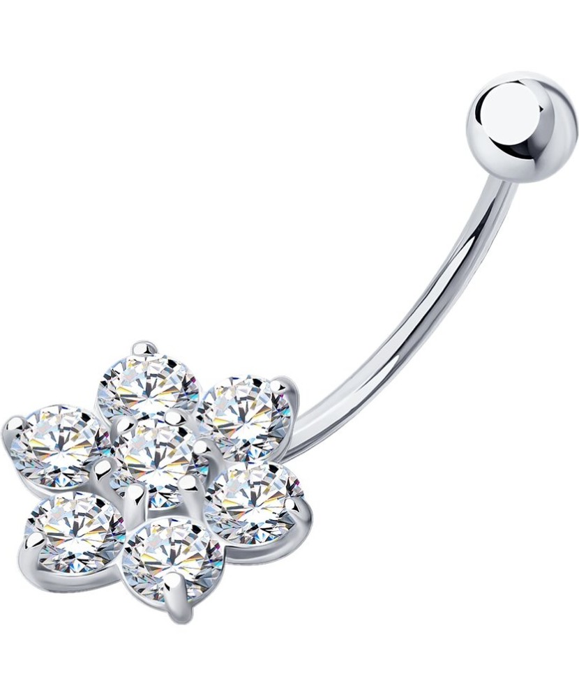 Sidabrinis auskaras į bambą su cirkoniais "Gėlė" - Auskarai į bambą - Goldinga