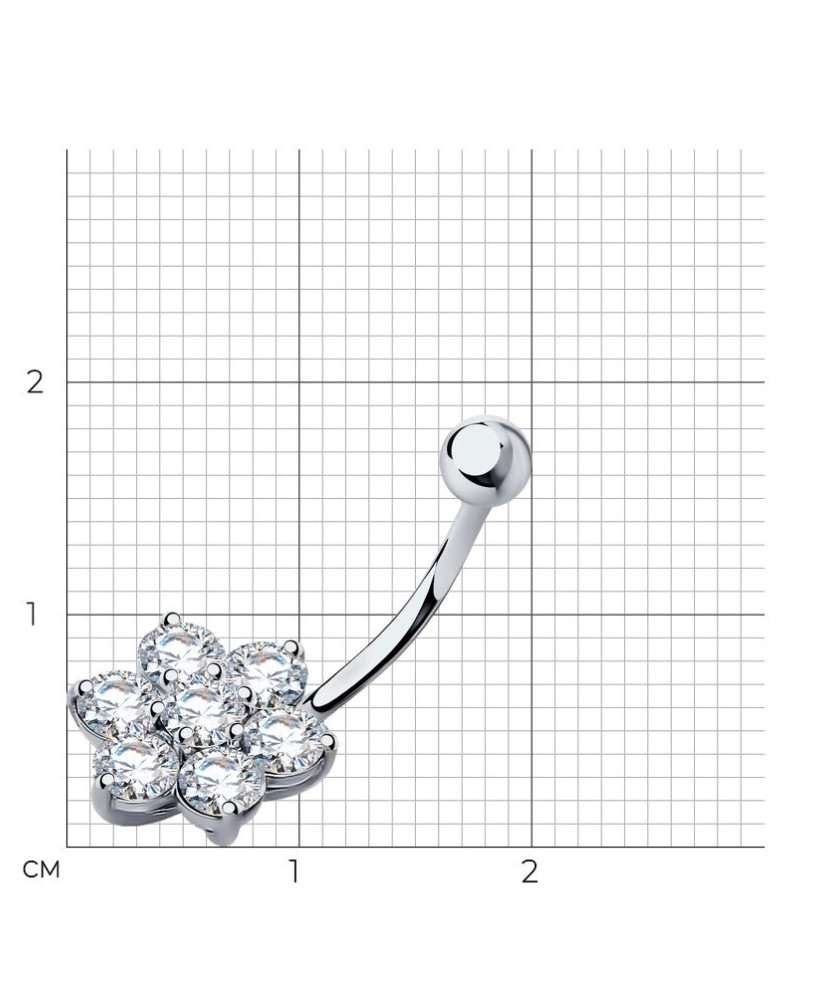 Sidabrinis auskaras į bambą su cirkoniais "Gėlė" - Auskarai į bambą - Goldinga