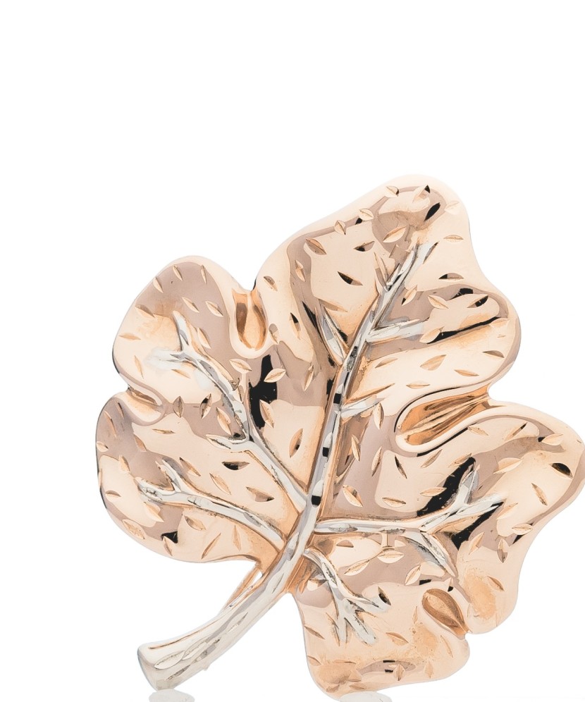 Золотая брошь "Лист"