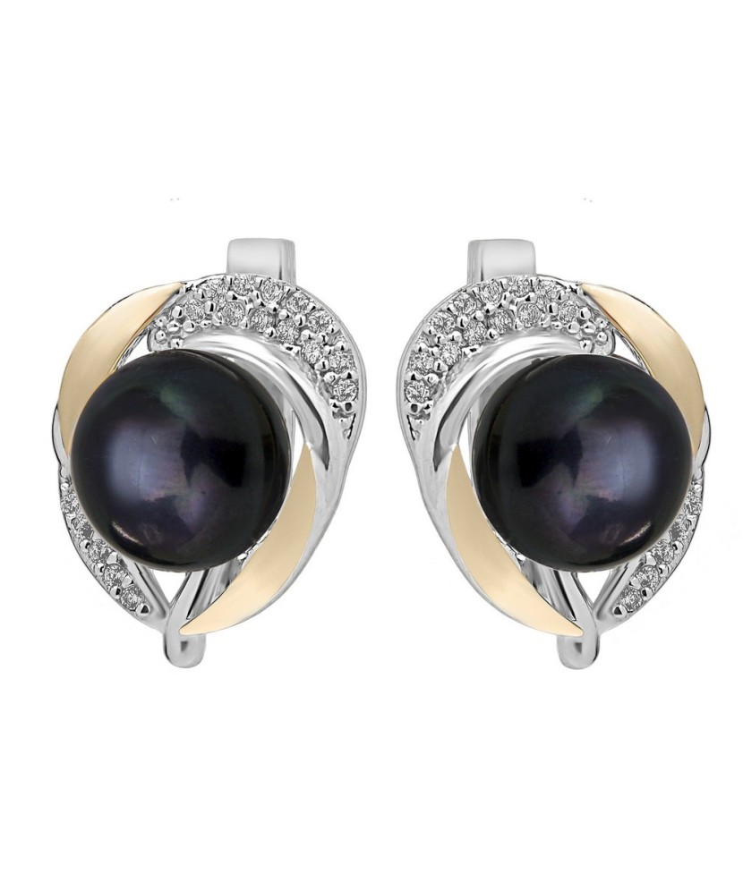 Hõbekõrvarõngad pärli ja tsirkoonidega kullatud - Pärliga kõrvarõngad - Goldinga