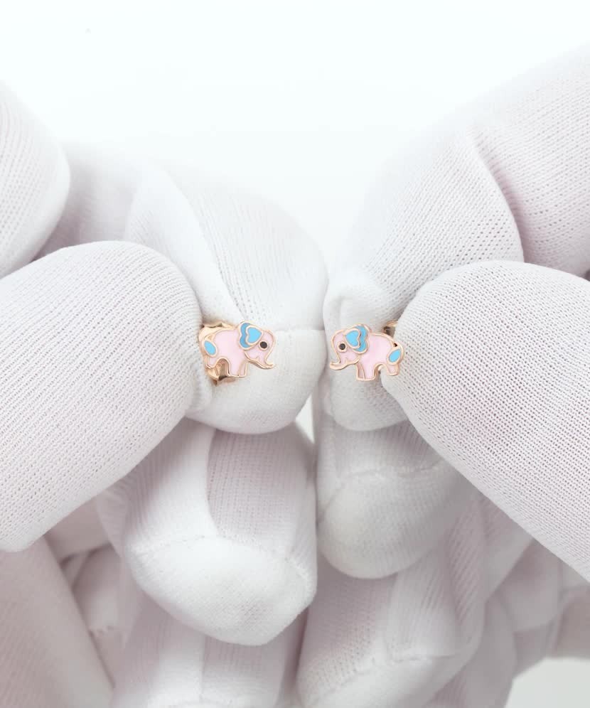 Золотые серьги с эмалью