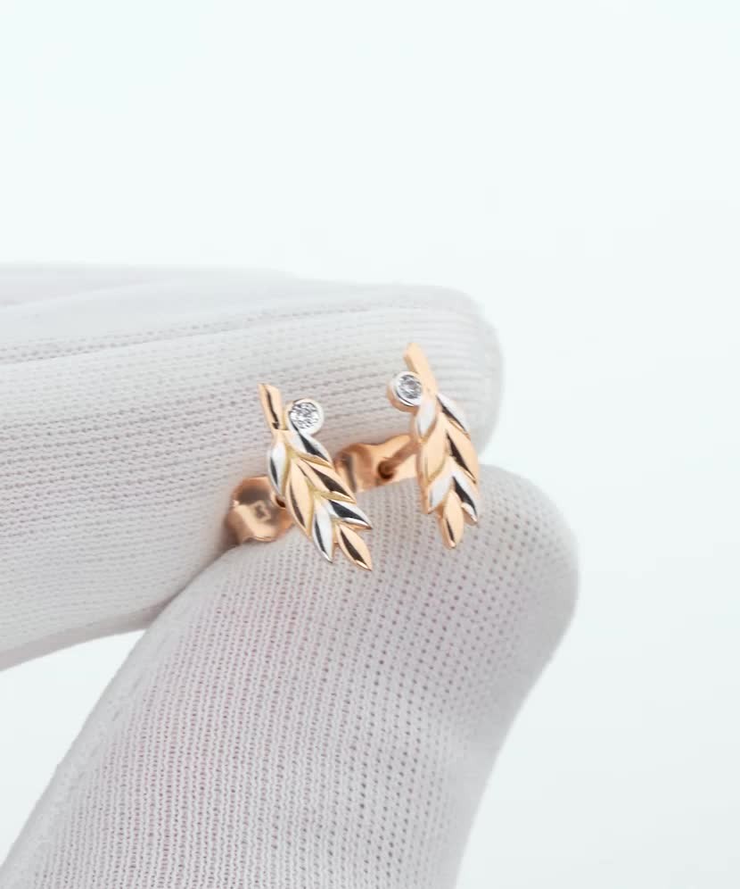 Золотые серьги с цирконами