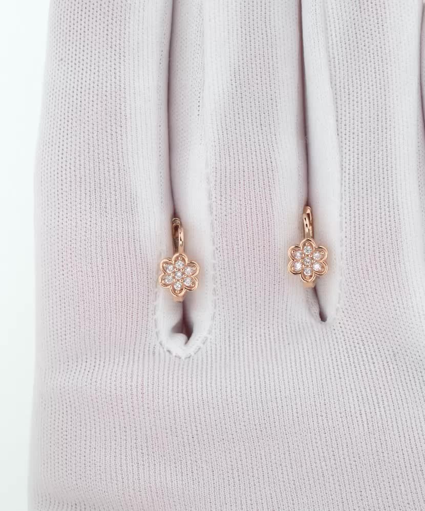 Kuldkõrvarõngad tsirkoonidega "Lill"