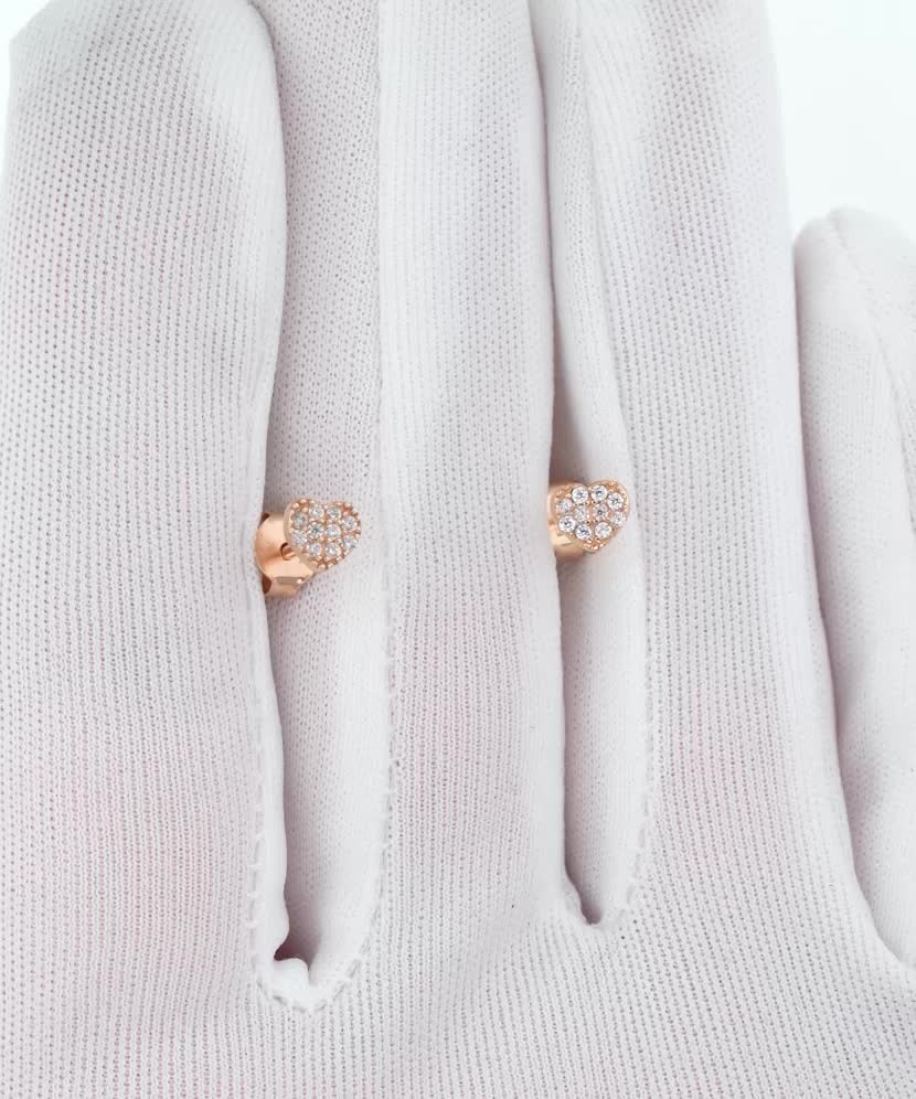 Kuldkõrvarõngad tsirkoonidega "südamekesed"