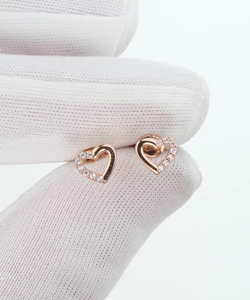 Kuldkõrvarõngad tsirkoonidega "südamekesed"