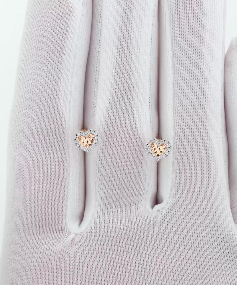 Золотые серьги с цирконами "Сердечки"