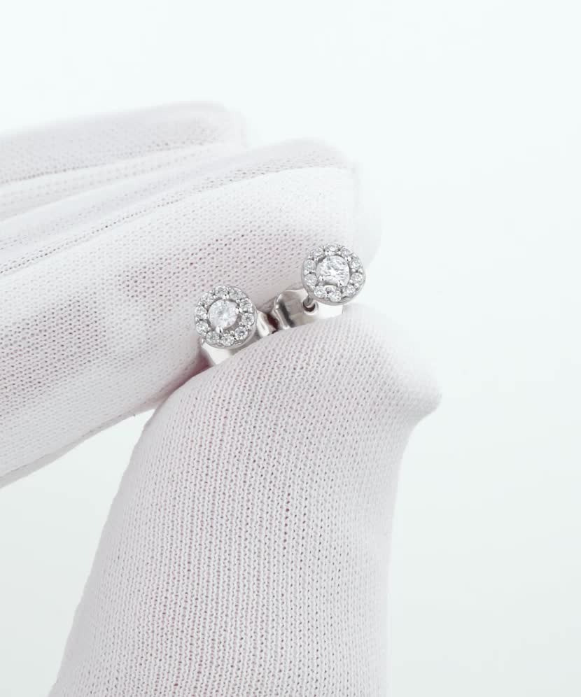 Серьги из белого золота с цирконами