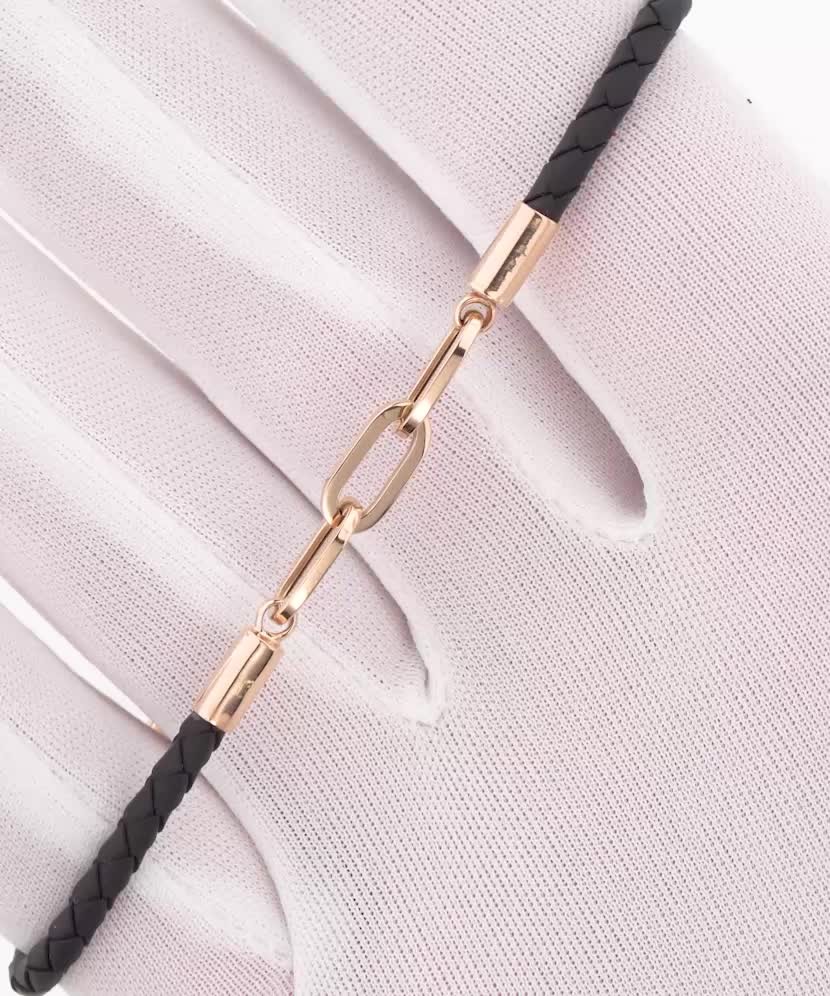 Nahast käevõru kulla ja tsirkoonidega