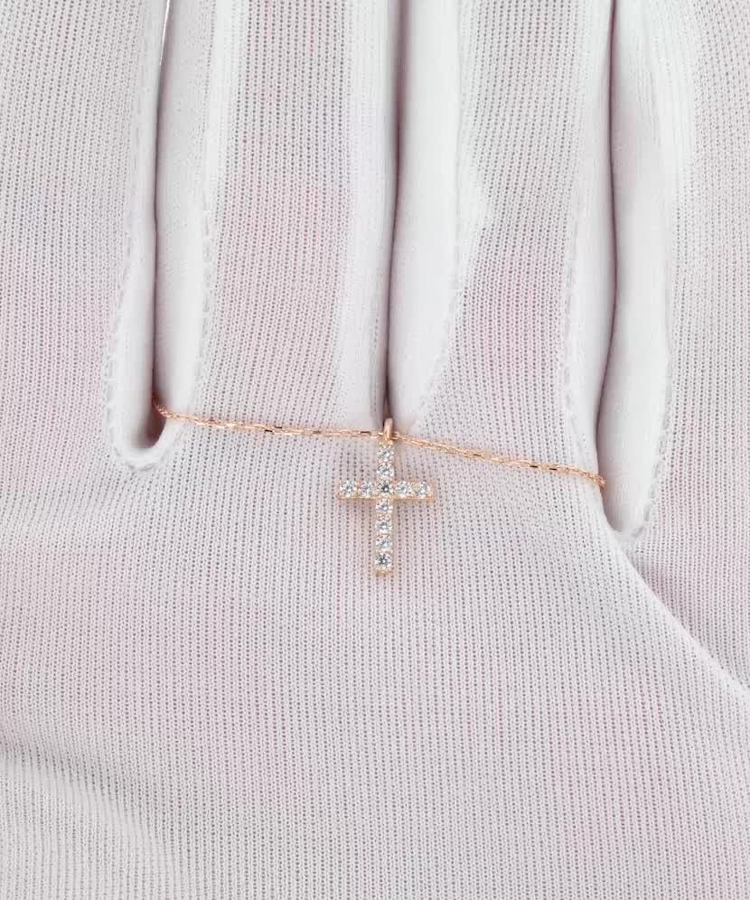 Золотая цепочка с подвеской из циркона "крест"