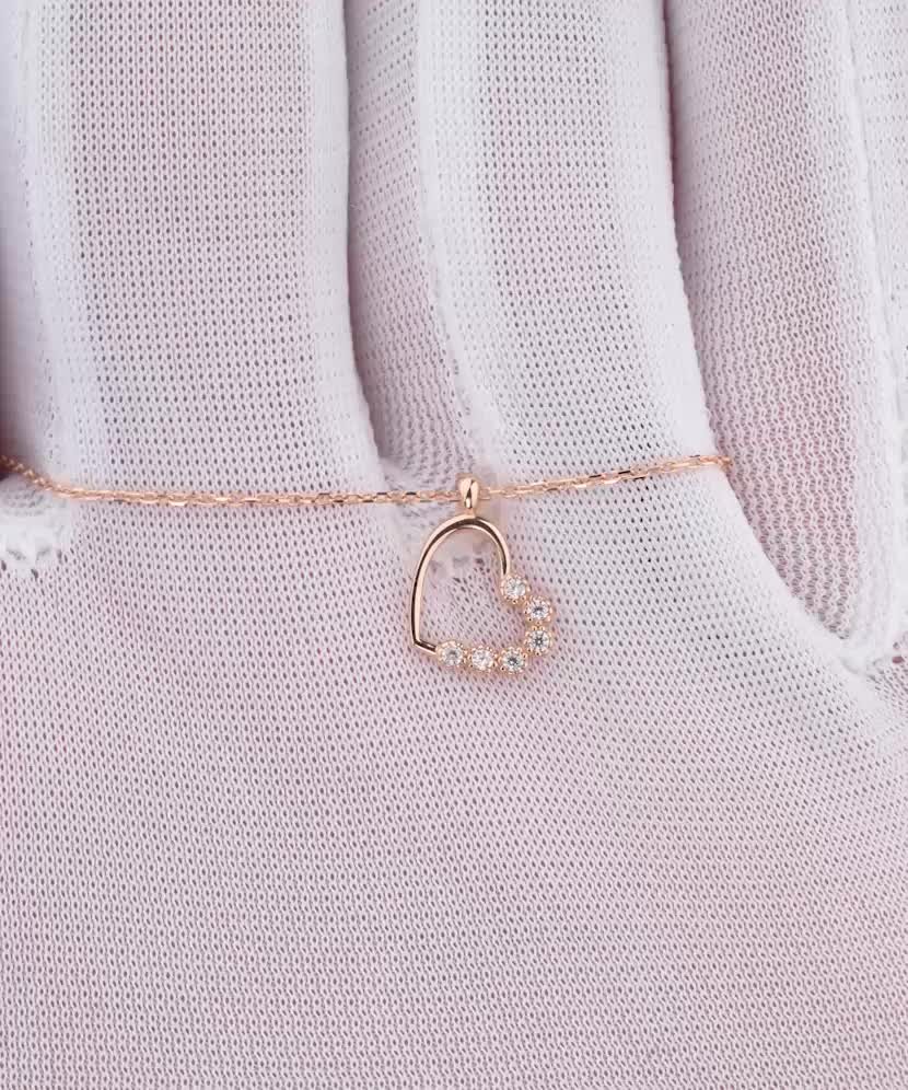 Золотая цепочка с подвеской из циркона "Сердце"