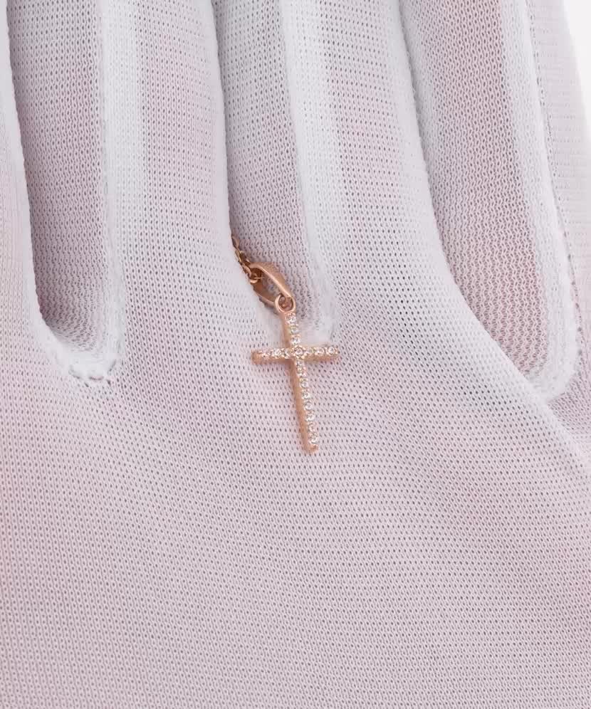 Золотой подвеска с цирконами "Крестик"