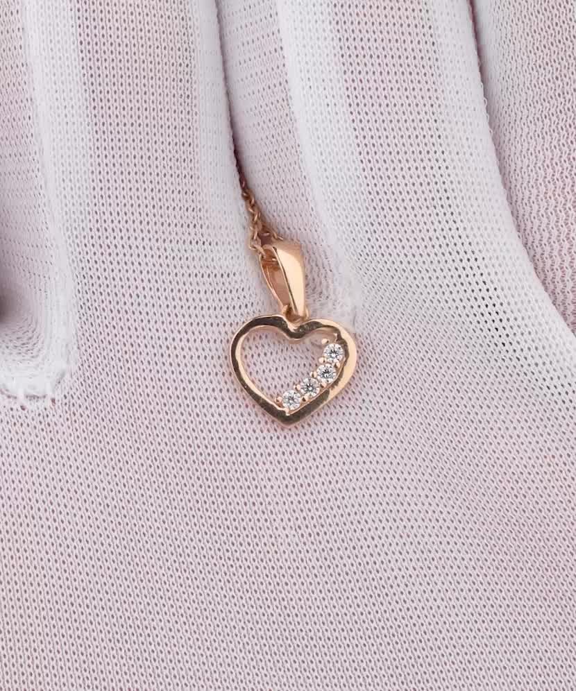 Kuldripats tsirkoonidega "südameke"