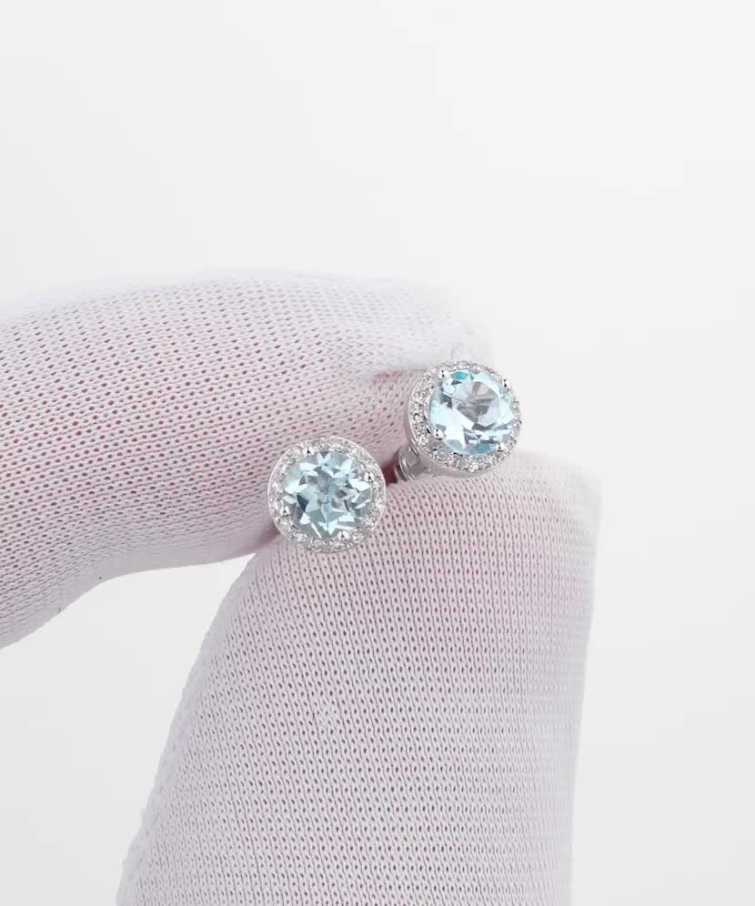 Серьги из белого золота с топазами и бриллиантами