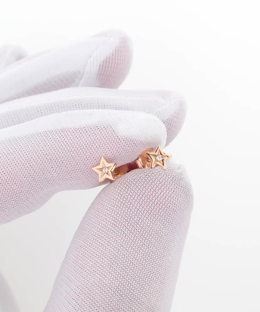 Золотые серьги с цирконами "Звёздочка"