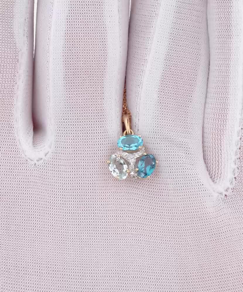 Kollase kulla ripats Londoni topaaside, topaaside ja teemantidega