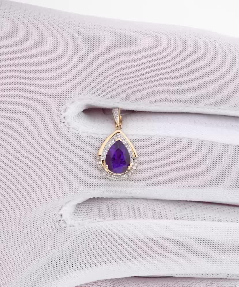 Kollase kulla ripats ametüsti ja teemantidega