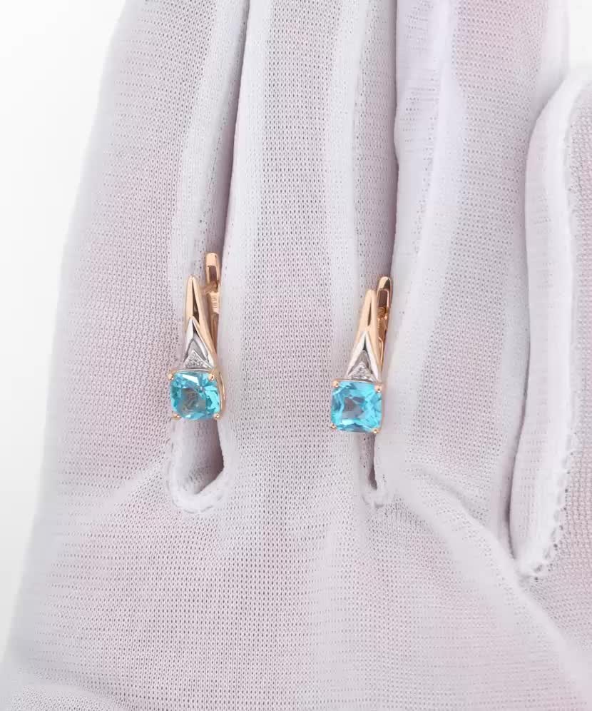 Золотые серьги с топазами и бриллиантами