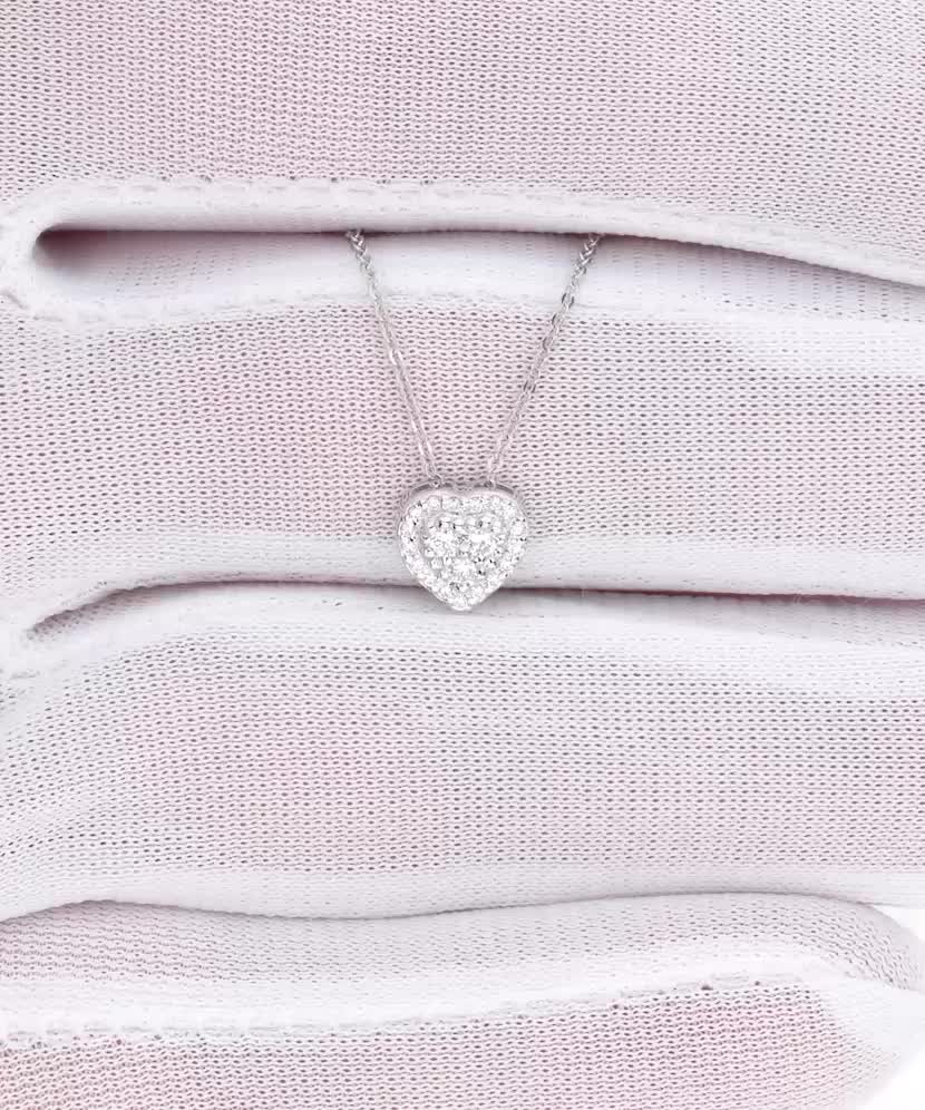 Цепочка из белого золота с бриллиантовой подвеской "Сердечко"