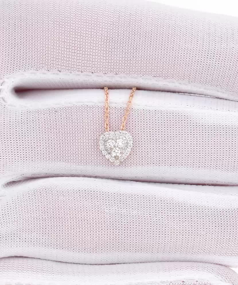 Золотая цепочка с бриллиантовым подвеской "Сердечко"