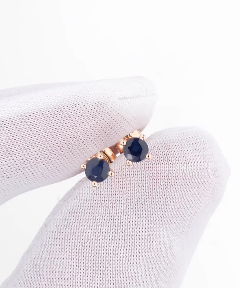 Золотые серьги с сапфирами