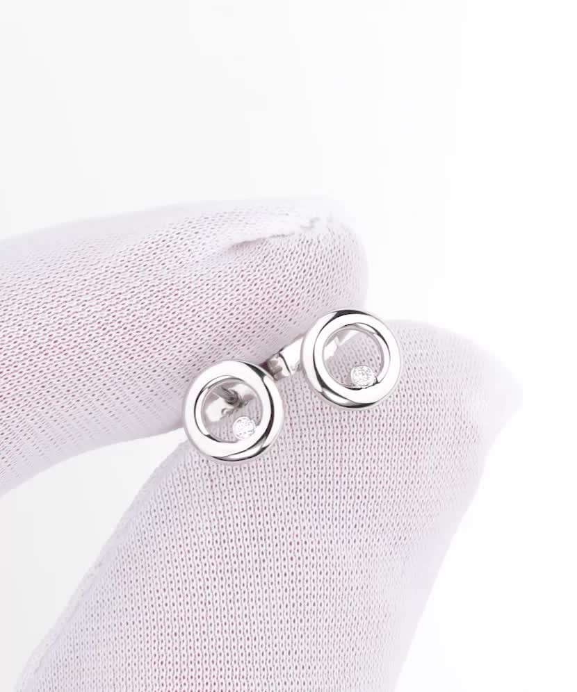 Valgest Kullast Kõrvarõngad teemantidega