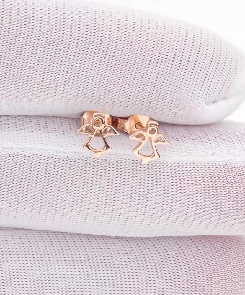 Золотые серьги "ангелочек"