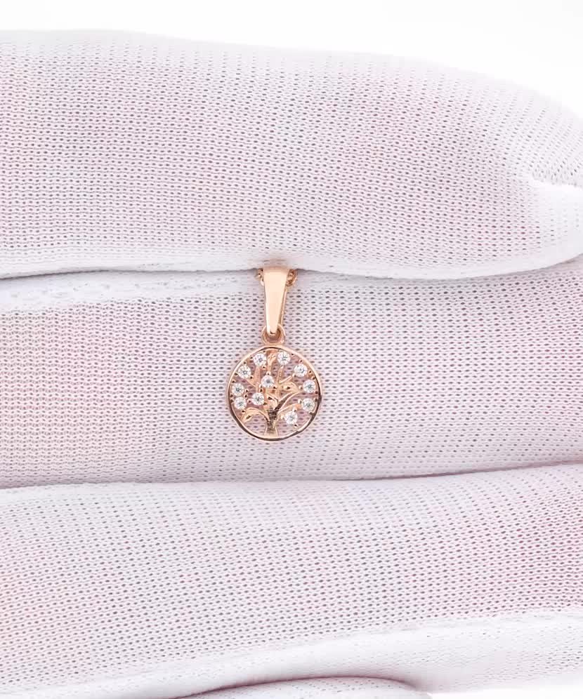 Золотой подвеска с цирконами "Древо жизни"
