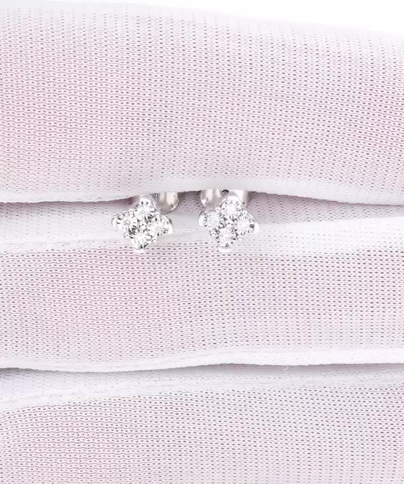 Valgest kullast kõrvarõngad teemantidega