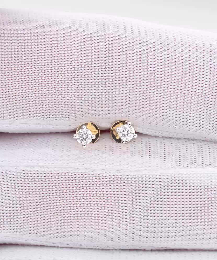 Kollasest kullast kõrvarõngas teemantiga (1 tk)