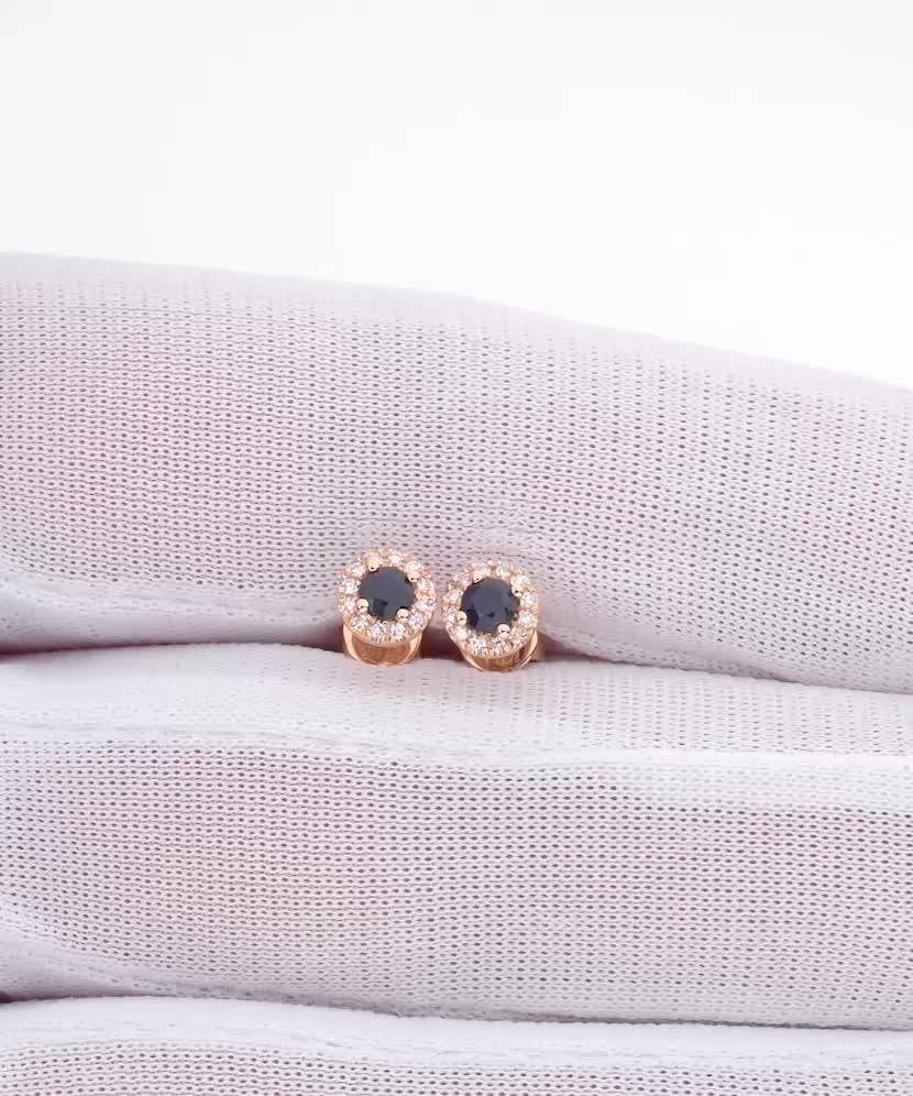 Золотые серьги с сапфирами и бриллиантами