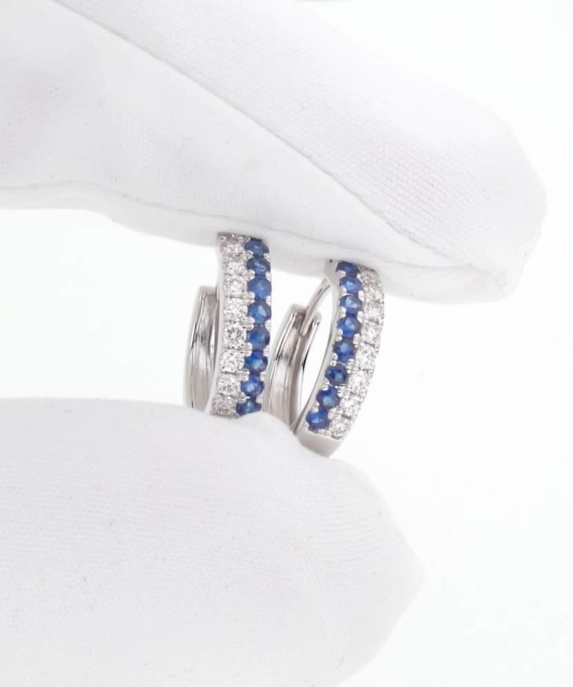 Valgest kullast kõrvarõngad safiiride ja briljantidega