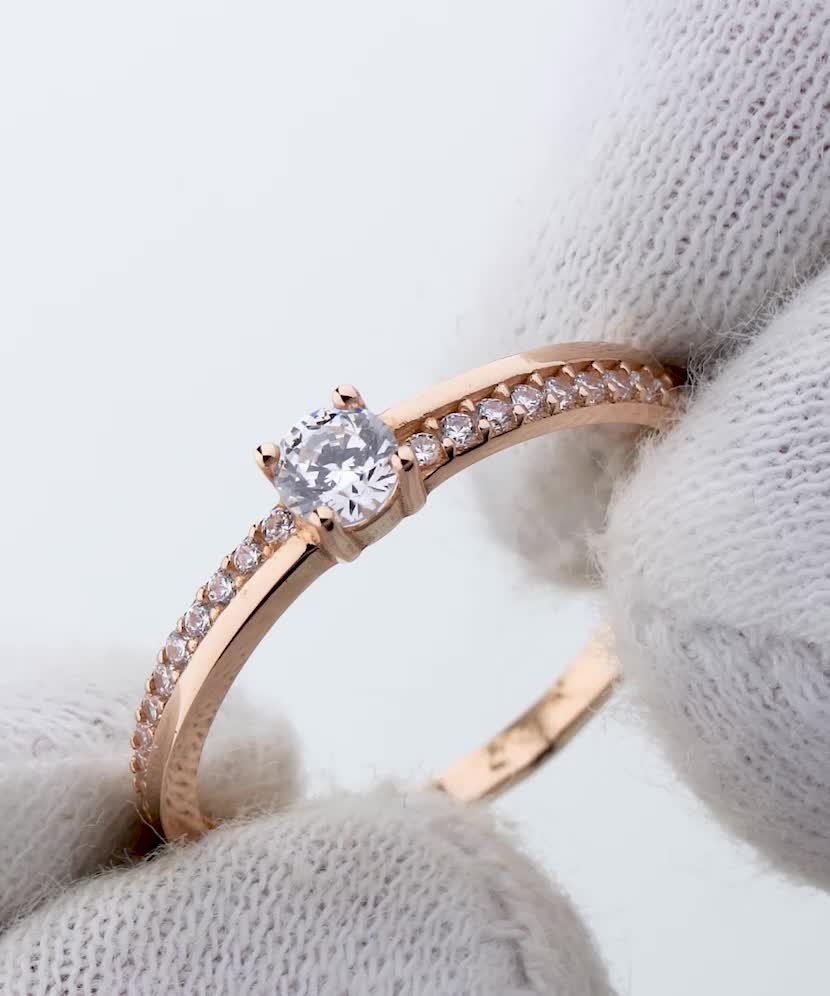 Kuldsõrmus tsirkoonidega Goldinga VXX-X3SZR0313-R-FCZ