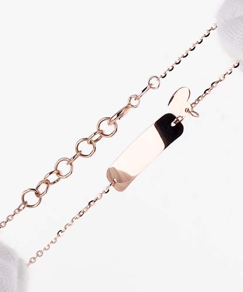 Детский золотой браслет с тарелкой "Сердце"