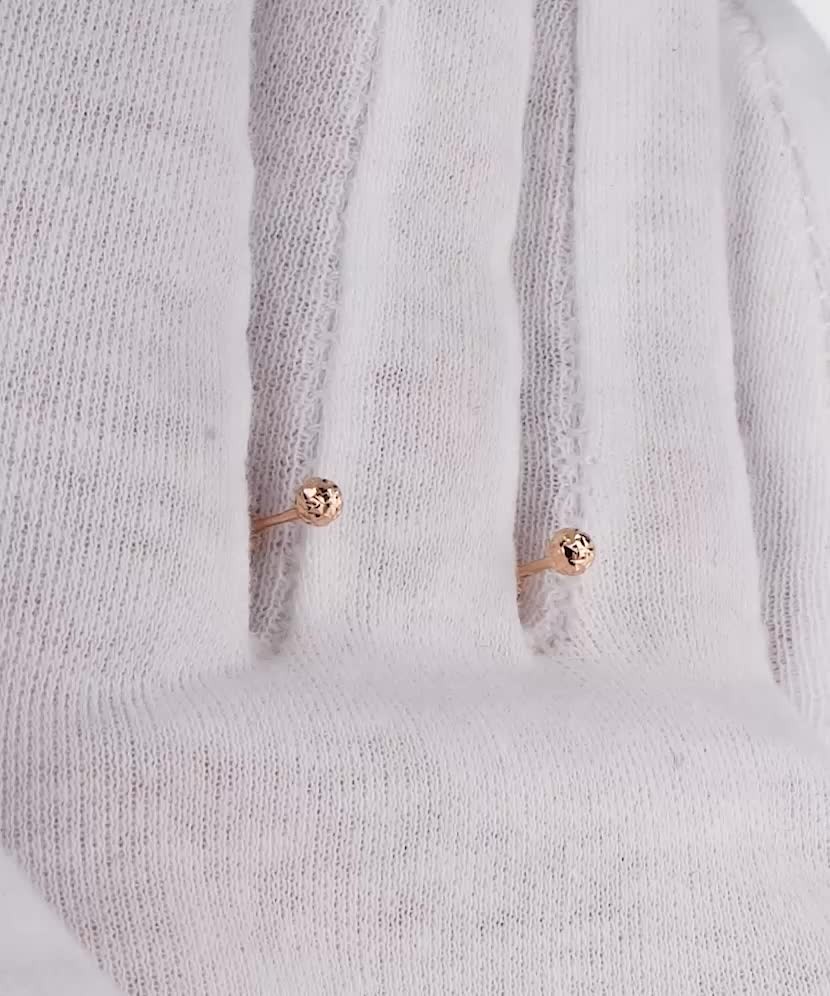 Золотые серьги с гравировкой "Пузыри" 3mm