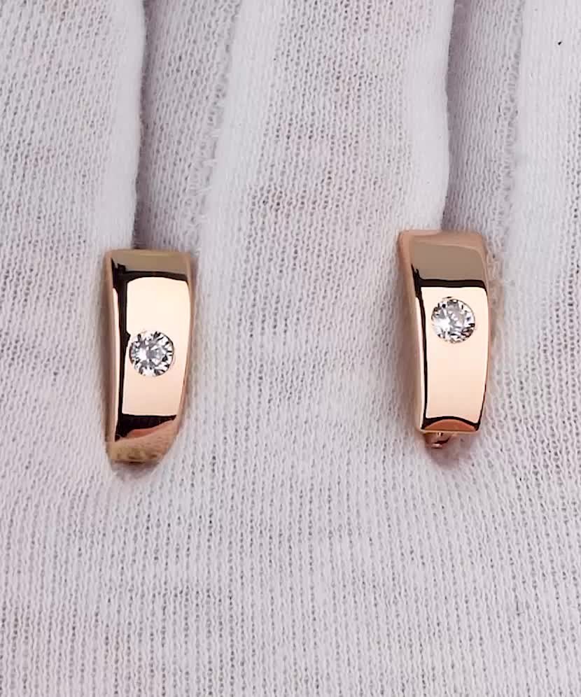 Золотые серьги с цирконами