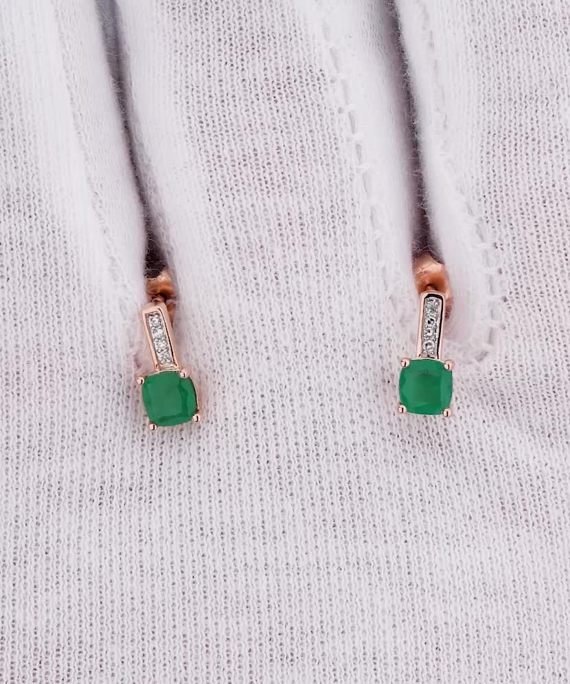 Kuldkõrvarõngad smaragdide ja briljantidega