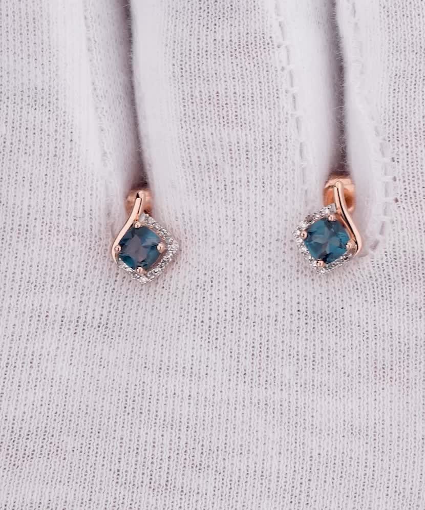 Kuldkõrvarõngad London topaasidega ja teemantidega