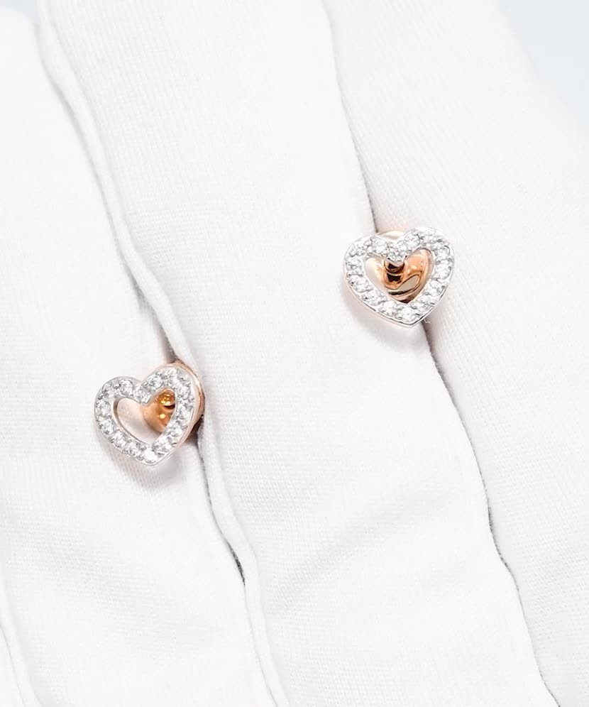 Auksiniai auskarai su cirkoniais „Širdelės“