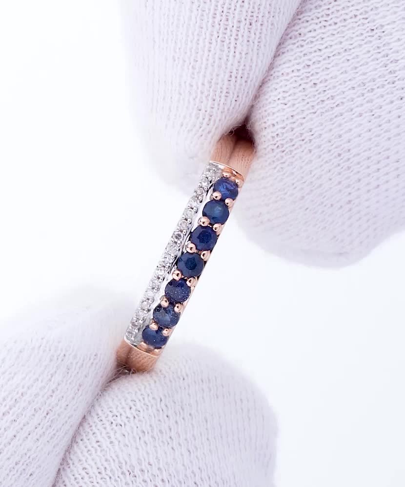 Золотое кольцо su с сапфирами и бриллиантами