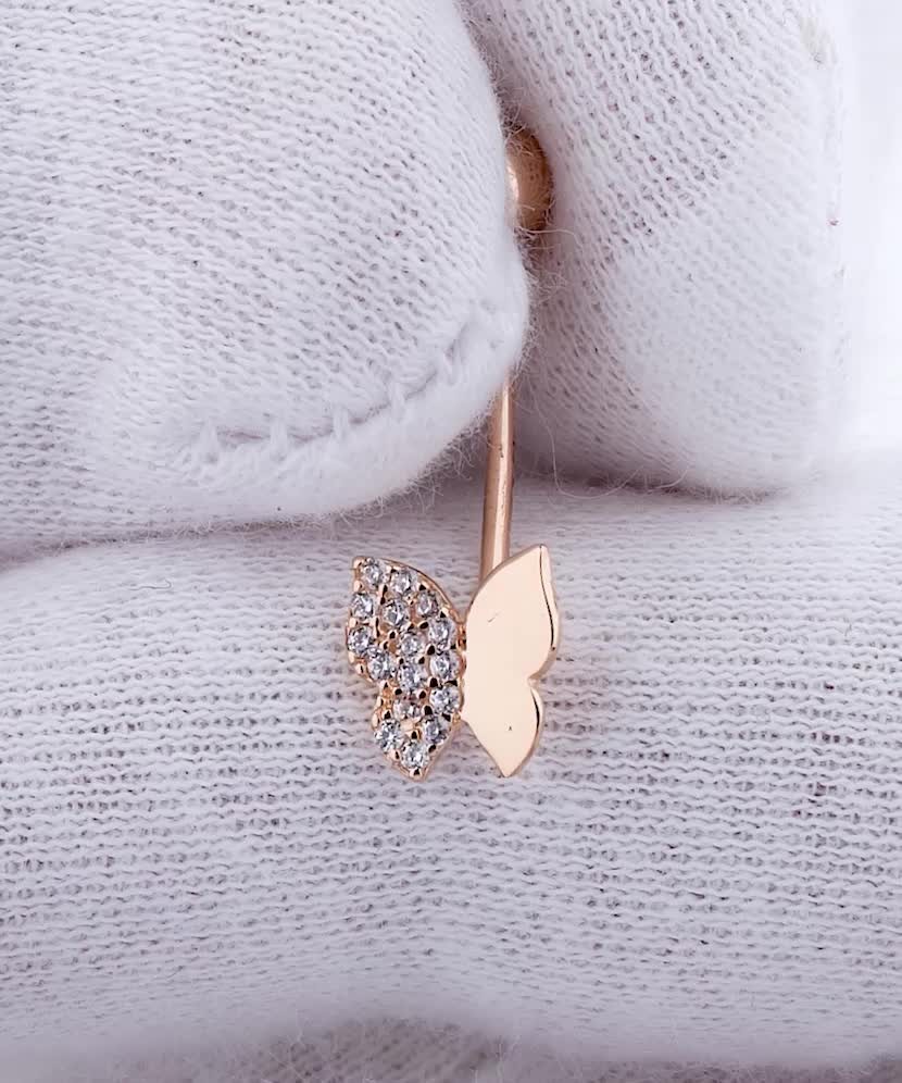 Пирсинг из золота с фианитами "Бабочка"